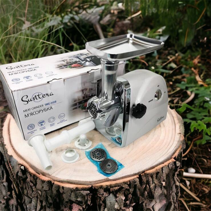 Мясорубка Suntera SMG-5418W, электромясорубка для дома, мясорубка с металлическим редуктором