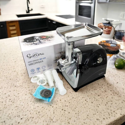 Мясорубка Suntera SMG-5418B 1800 Вт, электромясорубка для шинковки, мясорубка электрическая металл