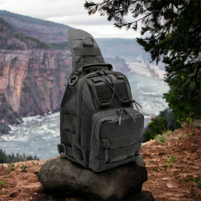 Качественная тактическая сумка, укрепленная мужская сумка рюкзак тактическая слинг. Цвет: черный