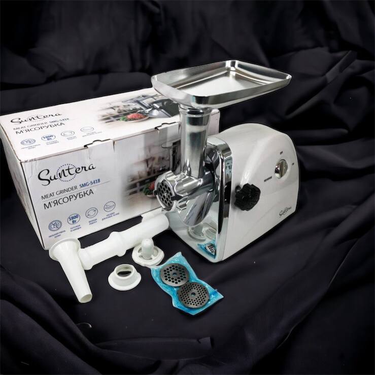 Мясорубка Suntera SMG-5418W, электромясорубка для дома, мясорубка с металлическим редуктором