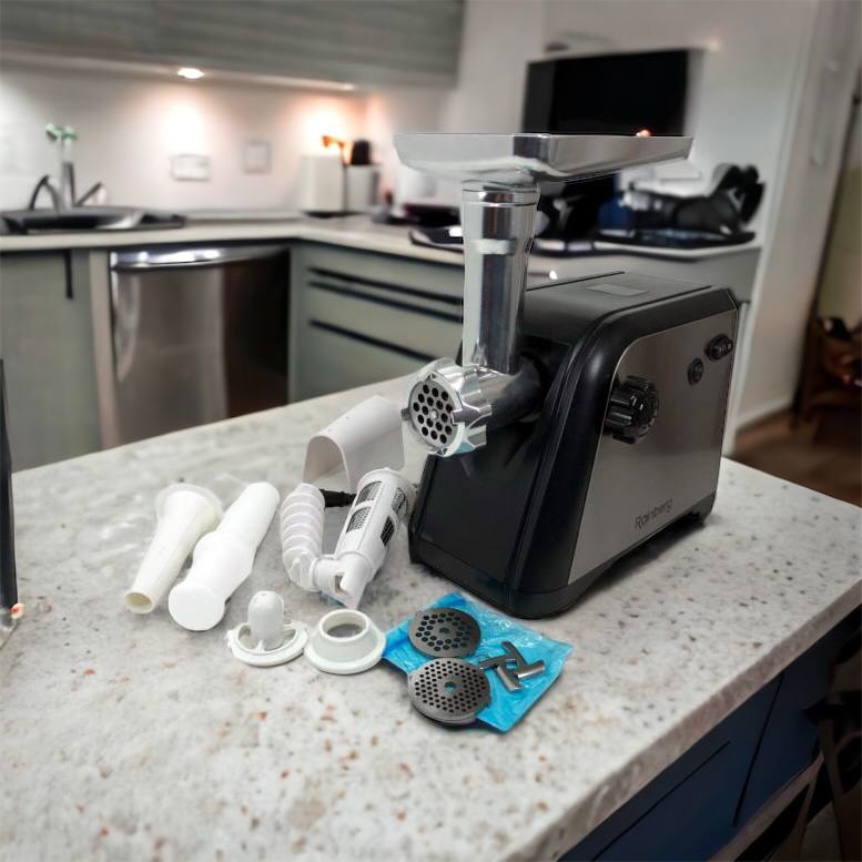 Мясорубка Rainberg RB-672 3000W электрическая с реверсом и соковыжималкой, мясорубка электрическая металл