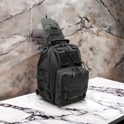 Качественная тактическая сумка, укрепленная мужская сумка рюкзак тактическая слинг. Цвет: черный