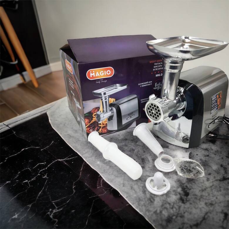 Мясорубка Magio MG-269, 2400 W, мясорубка электрическая металл, мясорубка с металлическим редуктором