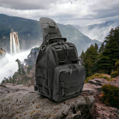 Качественная тактическая сумка, укрепленная мужская сумка рюкзак тактическая слинг. Цвет: черный