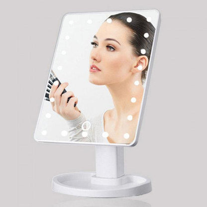 Зеркало для макияжа с 16 LED подсветкой Mirror, косметическое зеркало с подсветкой. Цвет: розовый