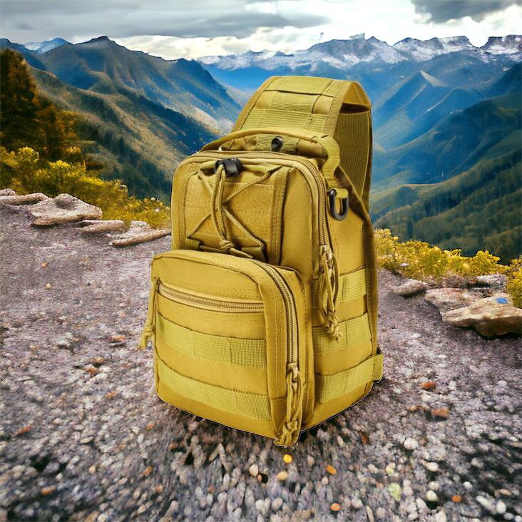 Качественная тактическая сумка, укрепленная мужская сумка рюкзак тактическая слинг. Цвет: койот