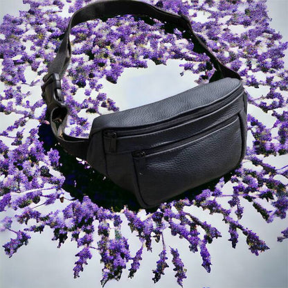 Кожаная качественная бананка мужская - женская сумка, черная сумка из кожи