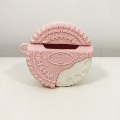 Чехол крутой силиконовый для Apple AirPods печенье. Цвет: розовый