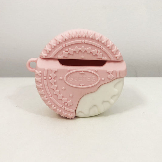 Чехол крутой силиконовый для Apple AirPods печенье. Цвет: розовый