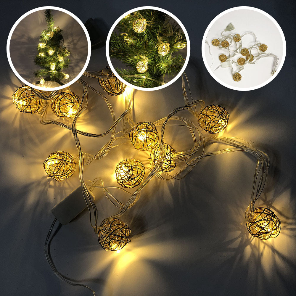 Гирлянда светодиодная шарики 20 шт с проволоки, теплый белый, провод прозрачный, 2 м