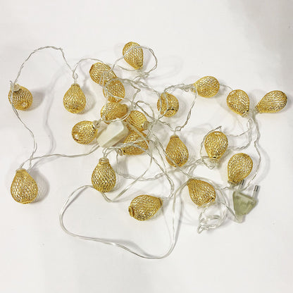 Гирлянда светодиодная белая, теплый белый в металлических шариках, провод прозрачный, 2м