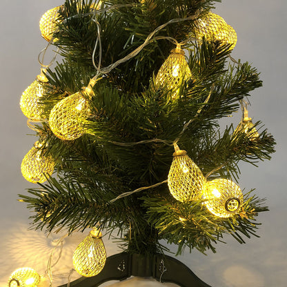 Гирлянда светодиодная белая, теплый белый в металлических шариках, провод прозрачный, 2м