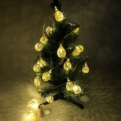 Гирлянда светодиодная белая, теплый белый в металлических шариках, провод прозрачный, 2м