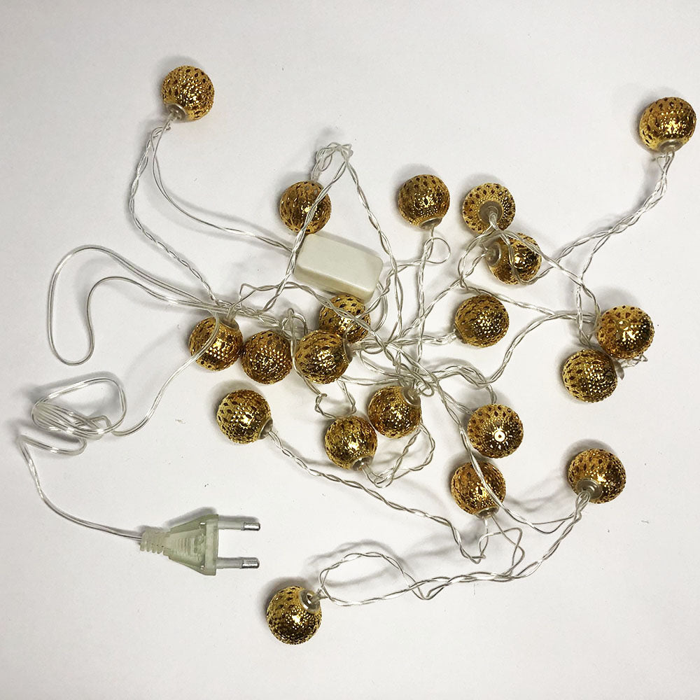 Гирлянда светодиодная металлические шарики, разноцветная, провод прозрачный, 3м