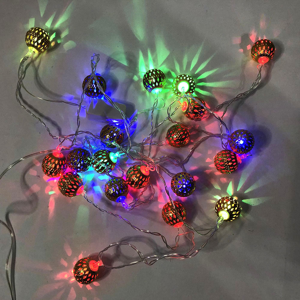 Гирлянда светодиодная металлические шарики, разноцветная, провод прозрачный, 3м