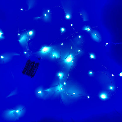 Гирлянда светодиодная роса на батарейках синяя, провод прозрачный, 5м