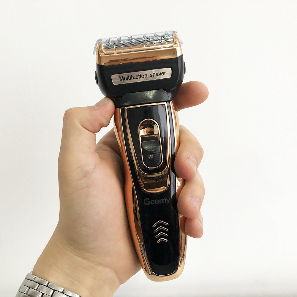 Электробритва сеточная и триммер для бороды GEMEI/Geemy GM-595 с аккумулятором. Цвет: золотой