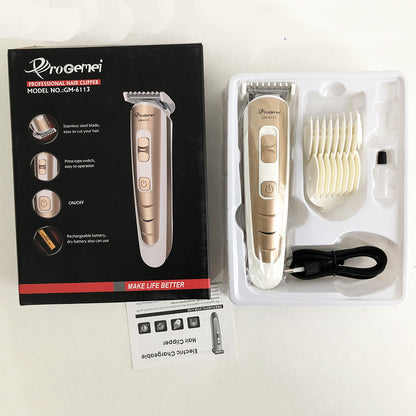 Машинка для стрижки волос Gemei GM-6113 аккумуляторная, машинка мужская для бритья. Цвет: золотой