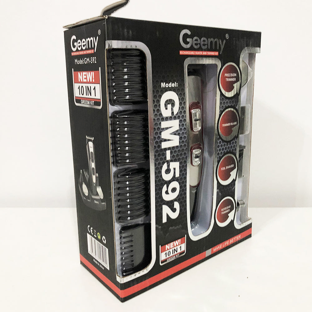 Машинка для стрижки 10в1 GEMEI GM-592, окантовочная машинка, подстригательная машинка. Цвет: красный