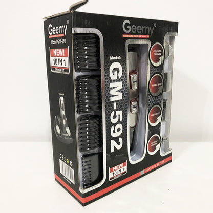 Машинка для стрижки 10в1 GEMEI GM-592, окантовочная машинка, подстригательная машинка. Цвет: красный