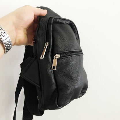 Сумка из натуральной кожи, слинг мужской черный, барсетка, кросс боди, Практичная сумка-мессенджер