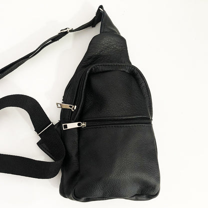 Сумка из натуральной кожи, слинг мужской черный, барсетка, кросс боди, Практичная сумка-мессенджер