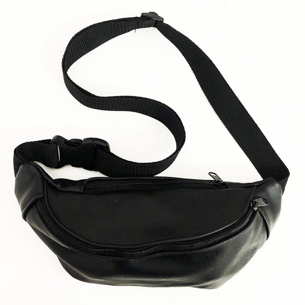 Кожаная бананка, мужская женская сумка из натуральной кожи, черная барсетка