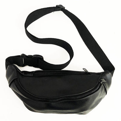 Кожаная бананка, мужская женская сумка из натуральной кожи, черная барсетка