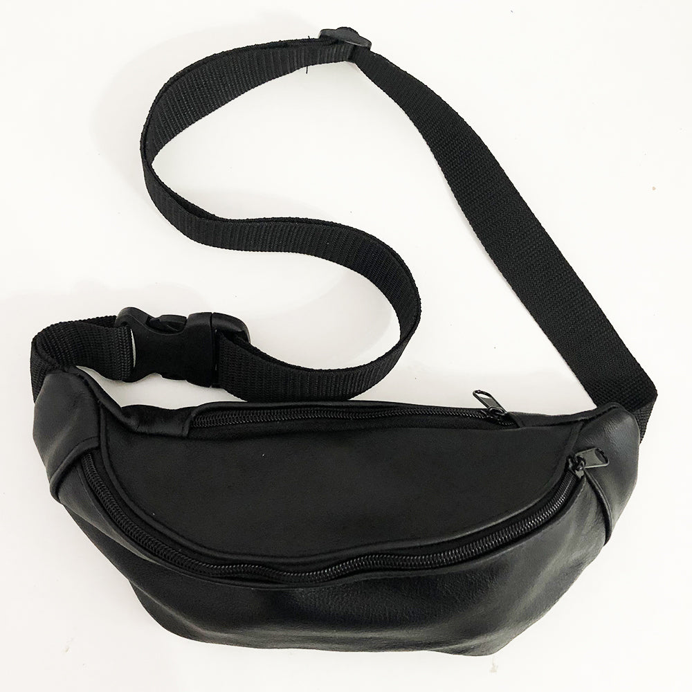 Кожаная бананка, мужская женская сумка из натуральной кожи, черная барсетка