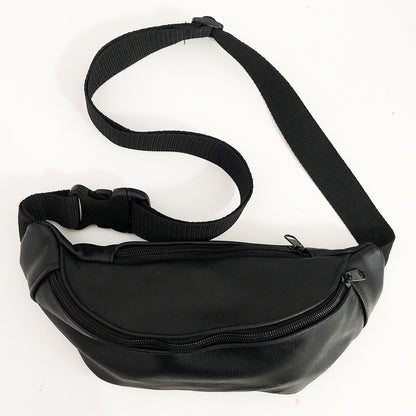 Кожаная бананка, мужская женская сумка из натуральной кожи, черная барсетка