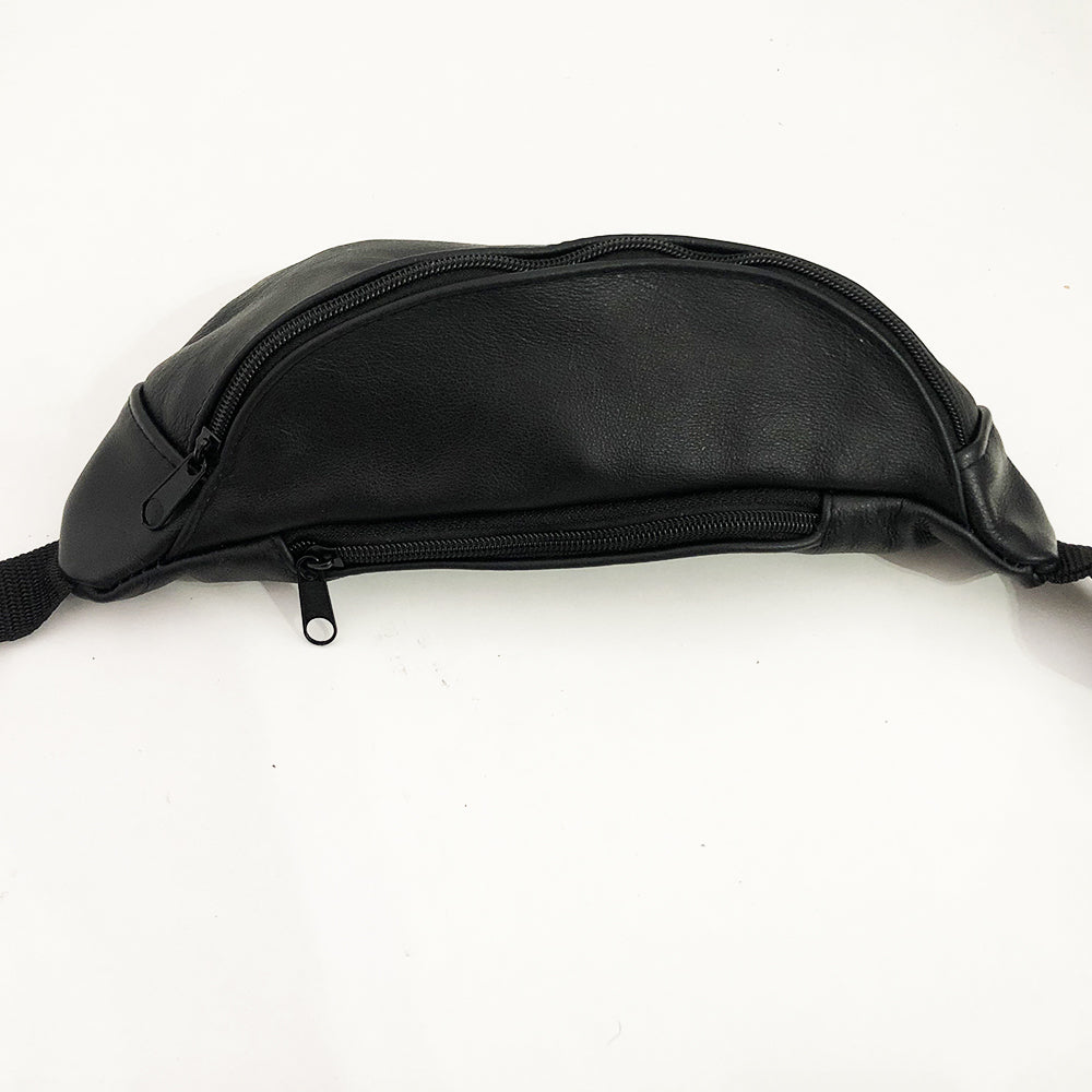 Кожаная бананка, мужская женская сумка из натуральной кожи, черная барсетка