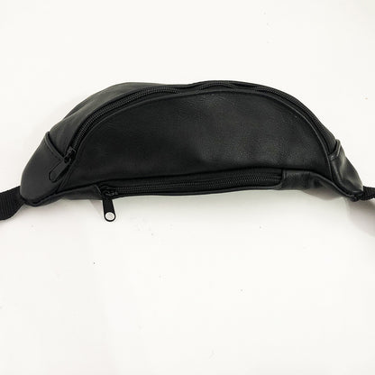 Кожаная бананка, мужская женская сумка из натуральной кожи, черная барсетка