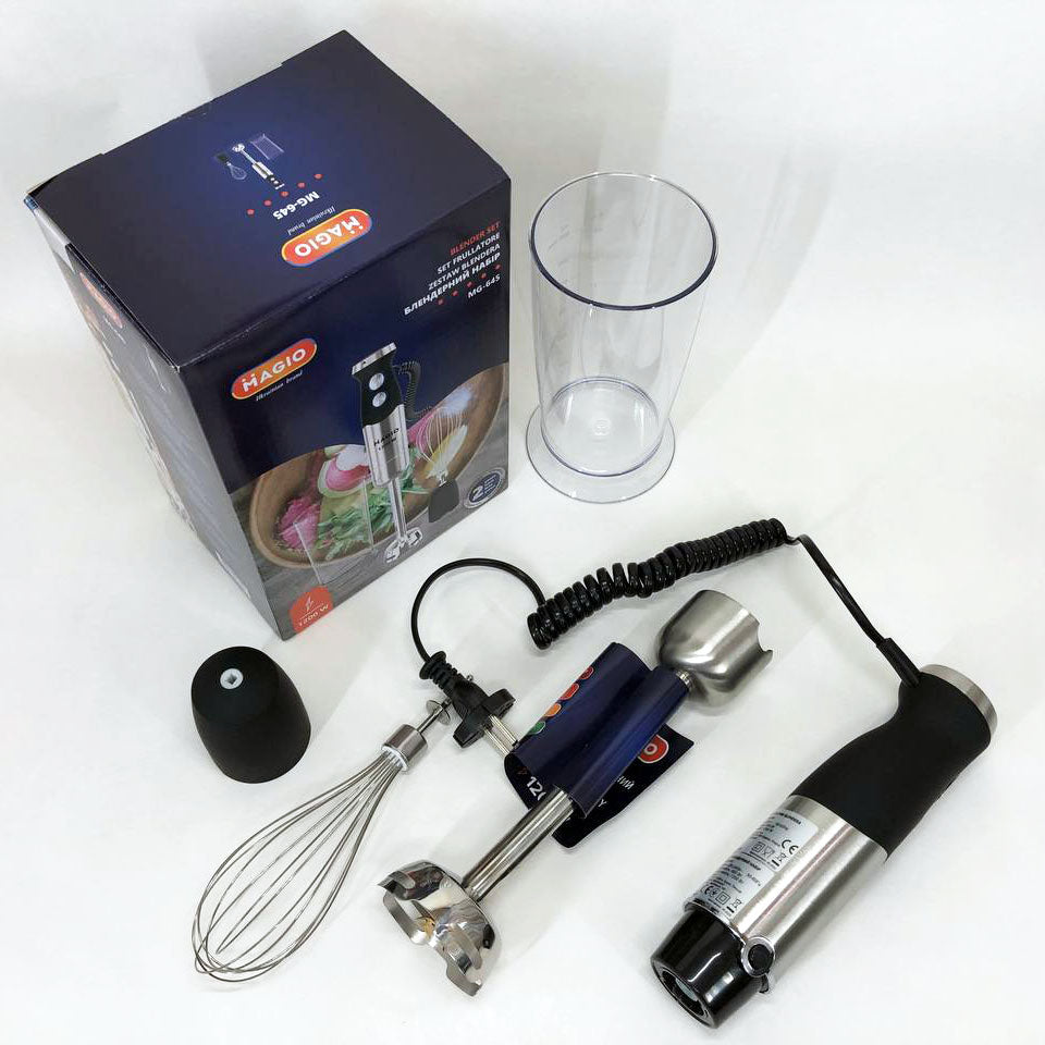Блендер погружной 3в1 Magio MG-645 1200 Вт, миксер блендер ручной, блендер для молочных коктейлей