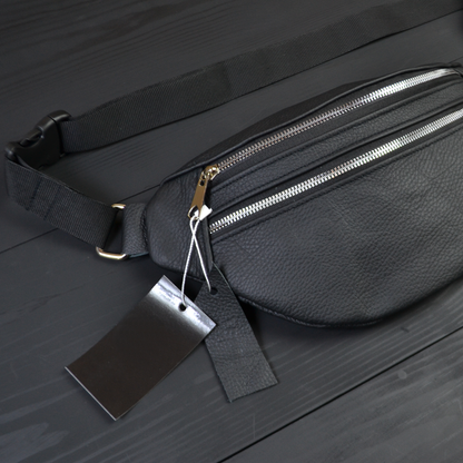 Качественная бананка из натуральной кожи, сумка мужская - женская кожаная барсетка.