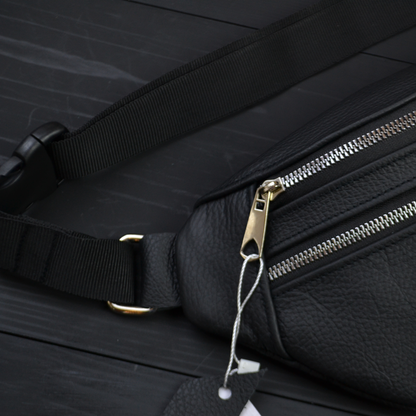 Качественная бананка из натуральной кожи, сумка мужская - женская кожаная барсетка.