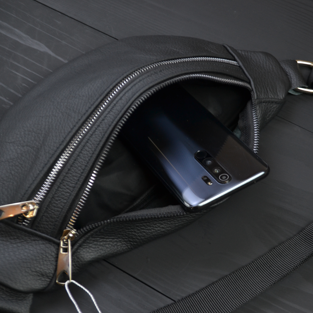 Качественная бананка из натуральной кожи, сумка мужская - женская кожаная барсетка.