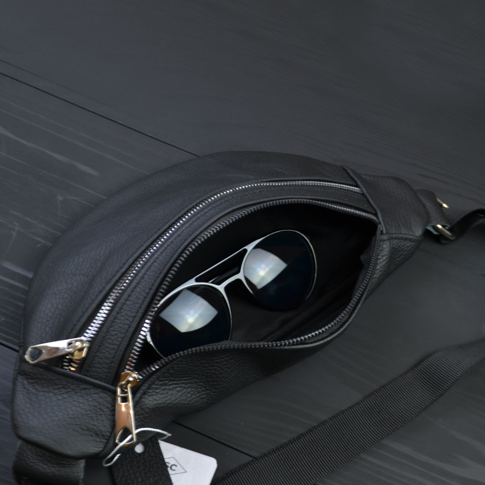 Качественная бананка из натуральной кожи, сумка мужская - женская кожаная барсетка.