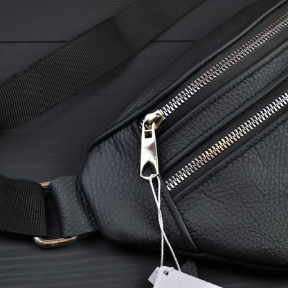 Качественная бананка из натуральной кожи, сумка мужская - женская кожаная барсетка.