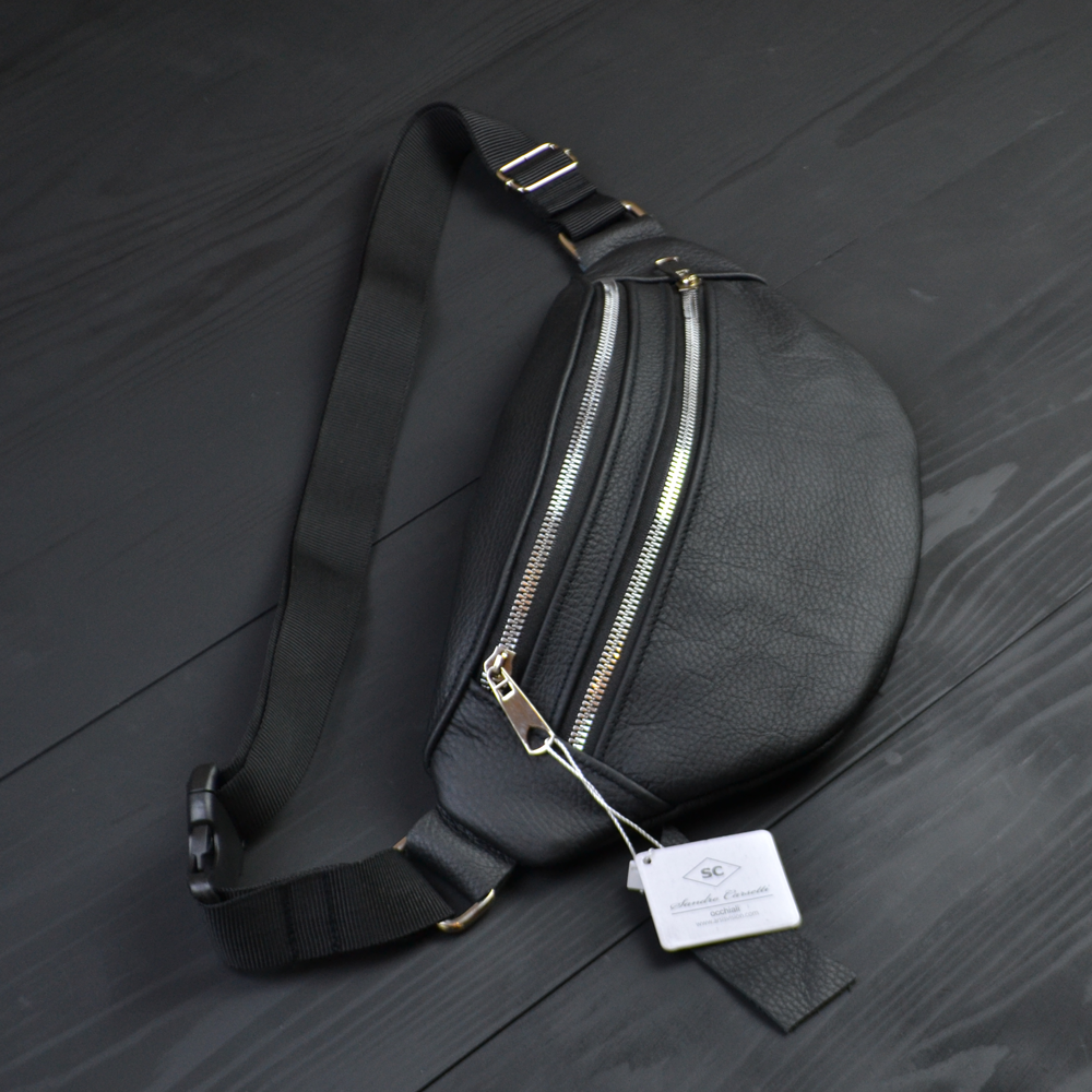 Качественная бананка из натуральной кожи, сумка мужская - женская кожаная барсетка.