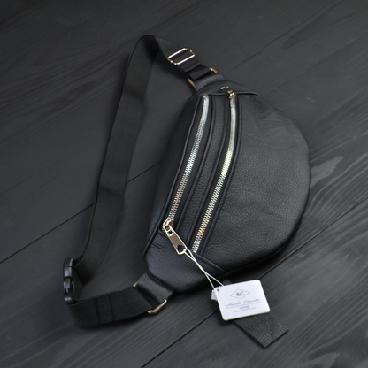 Качественная бананка из натуральной кожи, сумка мужская - женская кожаная барсетка.