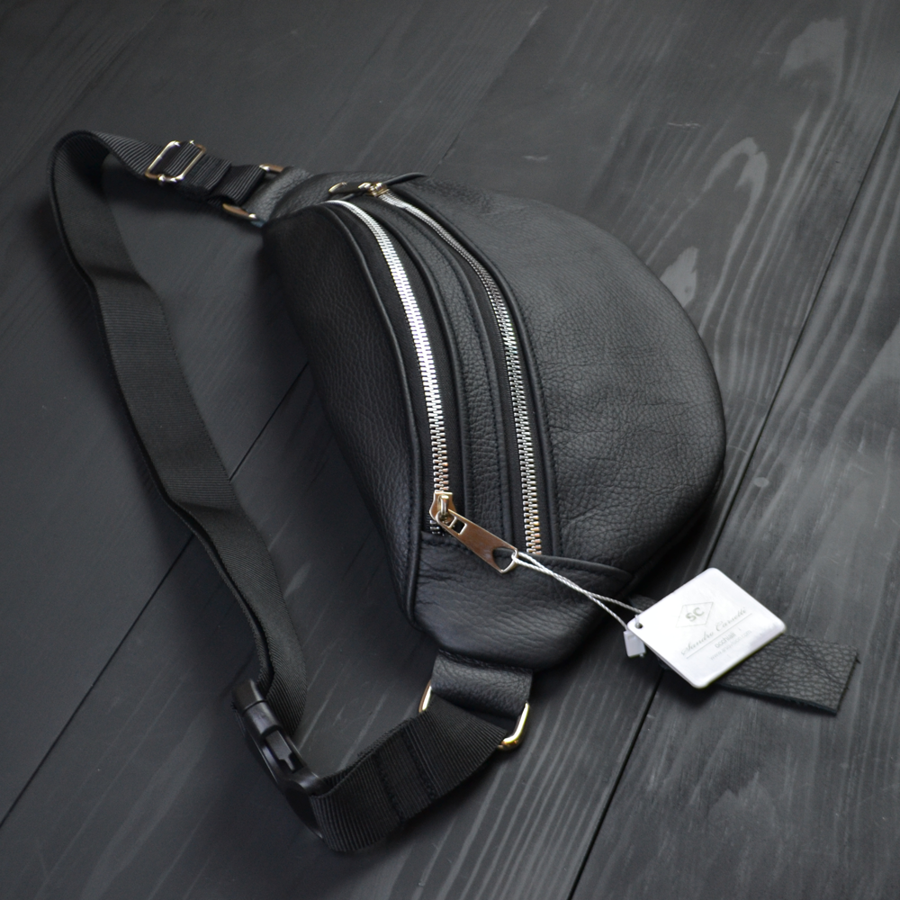 Качественная бананка из натуральной кожи, сумка мужская - женская кожаная барсетка.