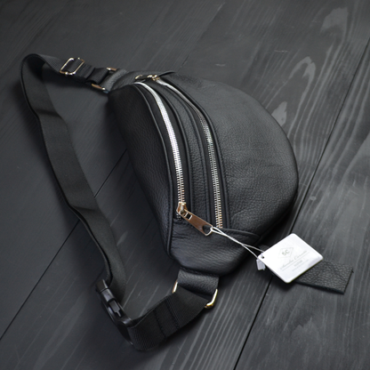 Качественная бананка из натуральной кожи, сумка мужская - женская кожаная барсетка.