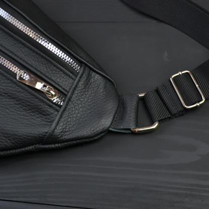 Качественная бананка из натуральной кожи, сумка мужская - женская кожаная барсетка.