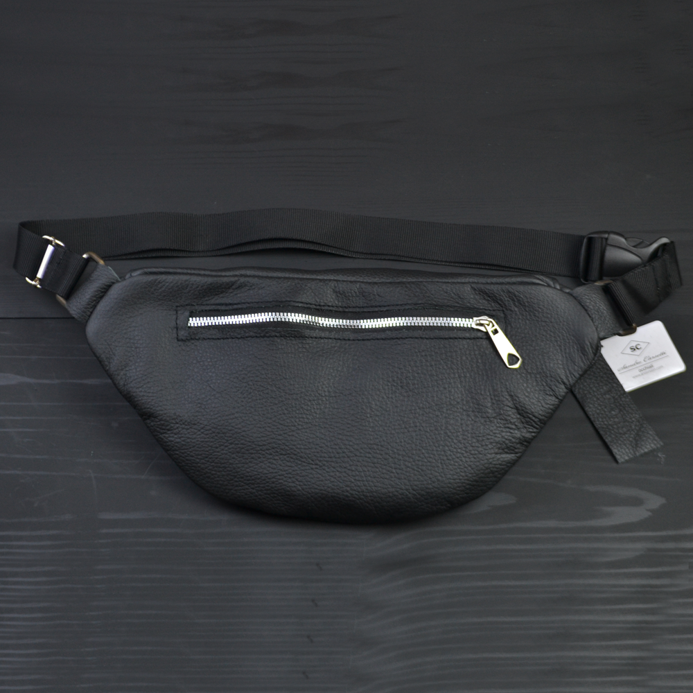 Качественная бананка из натуральной кожи, сумка мужская - женская кожаная барсетка.