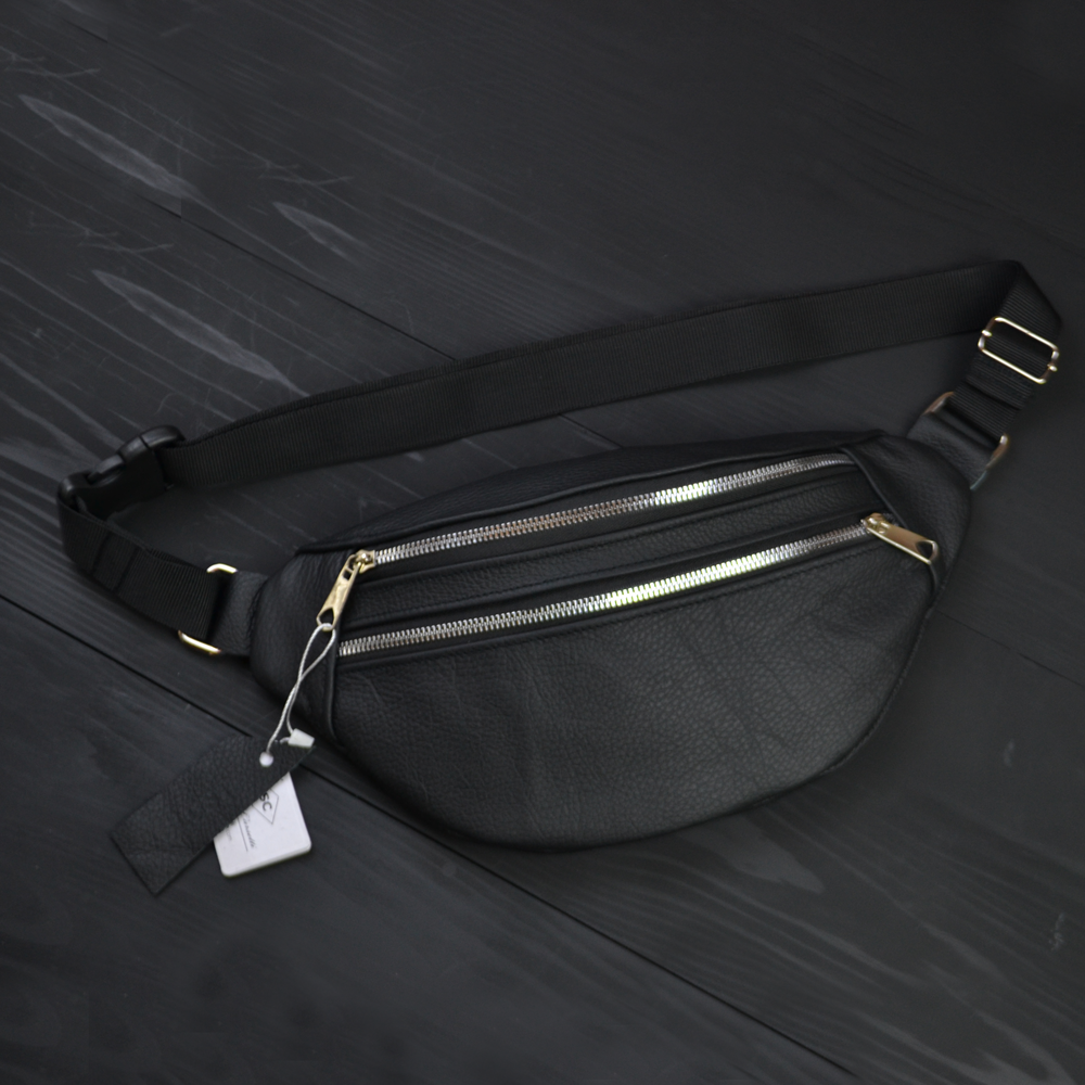 Качественная бананка из натуральной кожи, сумка мужская - женская кожаная барсетка.