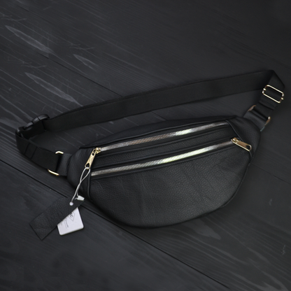 Качественная бананка из натуральной кожи, сумка мужская - женская кожаная барсетка.