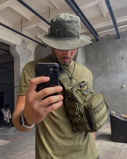 Качественная тактическая сумка, укрепленная мужская сумка рюкзак тактическая слинг. Цвет: хаки