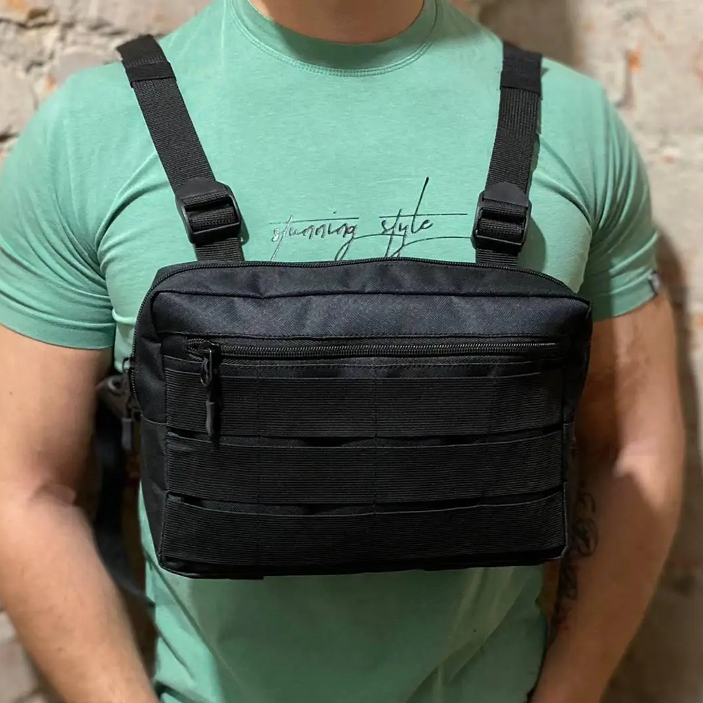 Тактична сумка нагрудна з Cordura 1000D, чоловіче розвантаження чорна