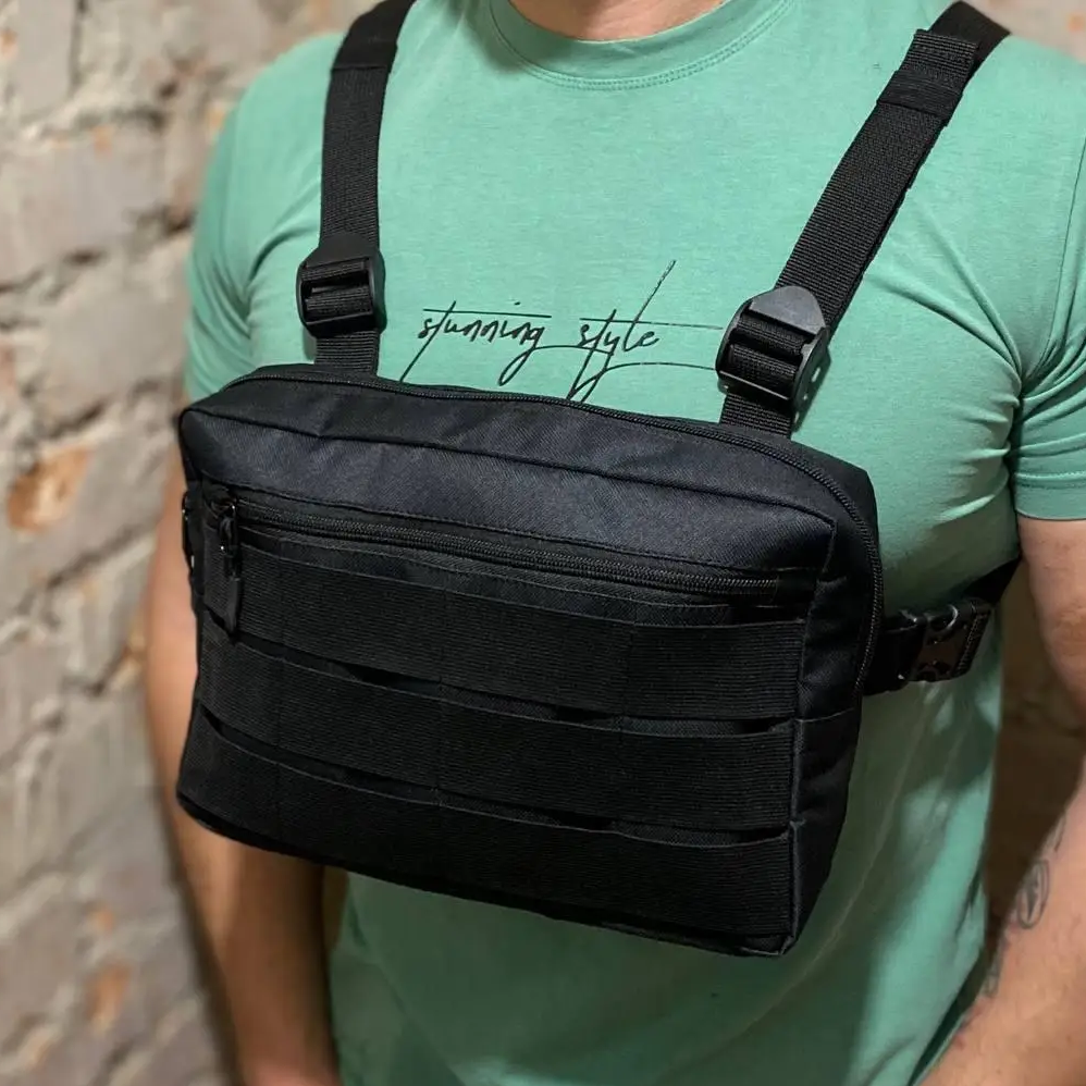 Тактична сумка нагрудна з Cordura 1000D, чоловіче розвантаження чорна