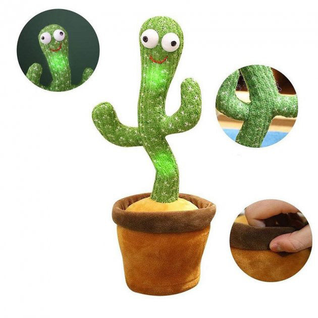 Интерактивная игрушка Dancing cactus говорящий танцующий кактус, мягкая игрушка кактус, Плюшевый кактус